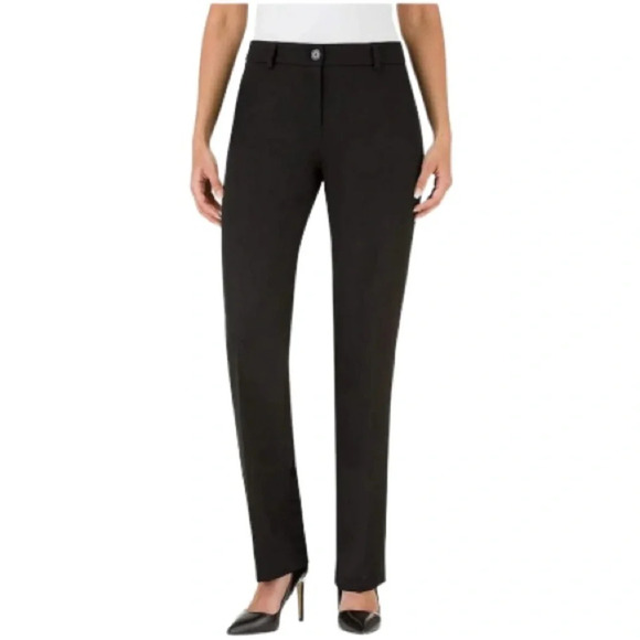 HILARY RADLEY Slim Straight Leg Stretch Dress Pants Charcoal Grey Neutral 12 - Picture 1 of 11